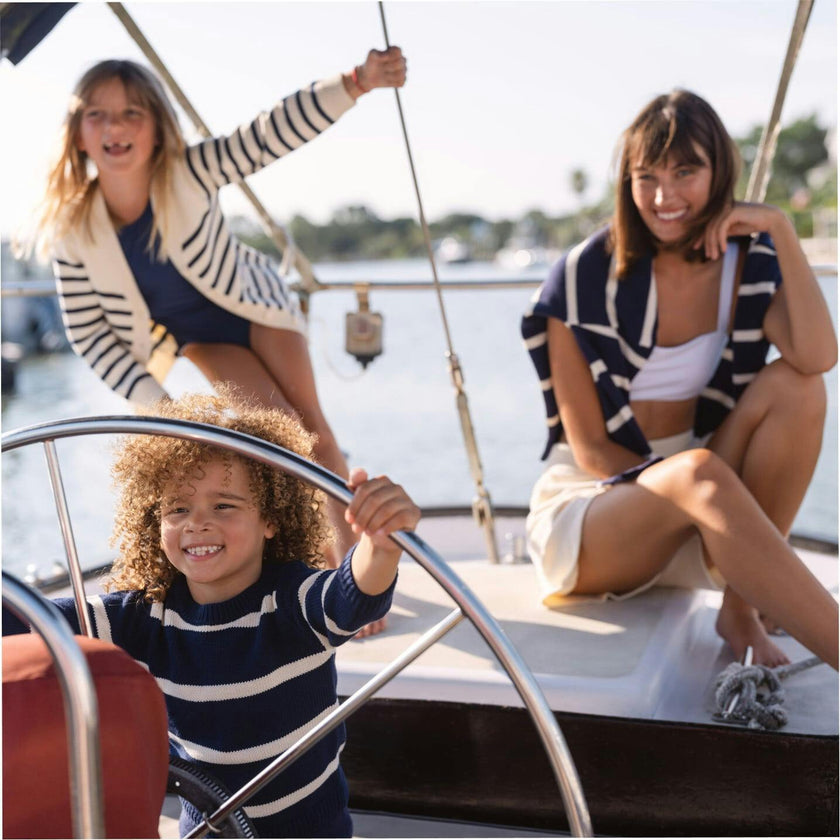 Kids Breton Stripe V-Neck Knit Cardigan