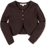 Organic Cropped Scallop Edge Sweater Cardigan, Brown