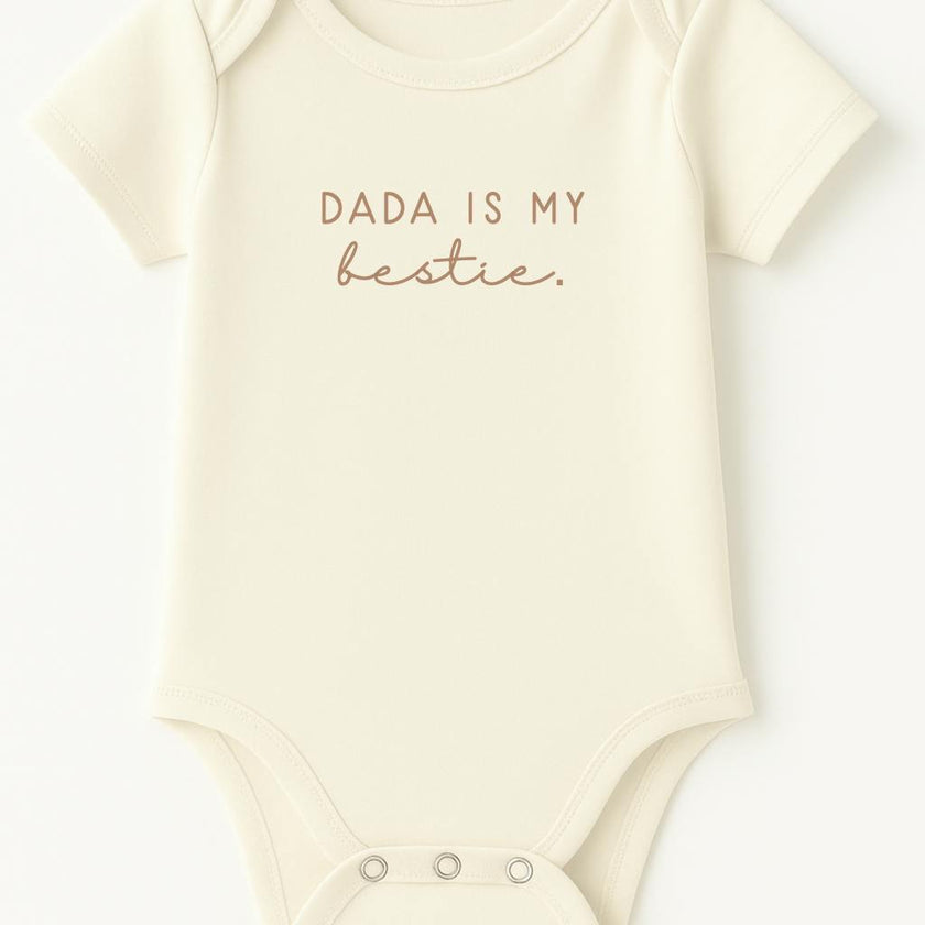 Dada is My Bestie Clay Organic Cotton Short Sleeve Baby Bodysuit