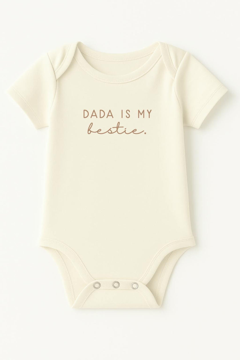 Dada is My Bestie Clay Organic Cotton Short Sleeve Baby Bodysuit