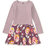 Mix Print Long Sleeve Tiered Twirl Skirt Dress, Multi