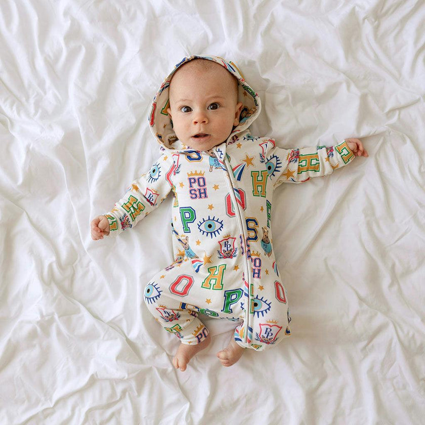 Brooke French Terry Zippered Hooded Romper