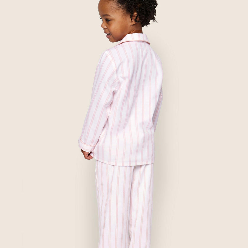 Kid's Twill Pajama Set in Pink Stripe