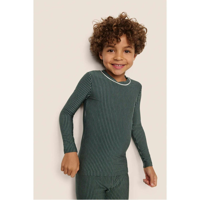 Kids Printed TENCEL Modal Unisex Long PJ Set, Green