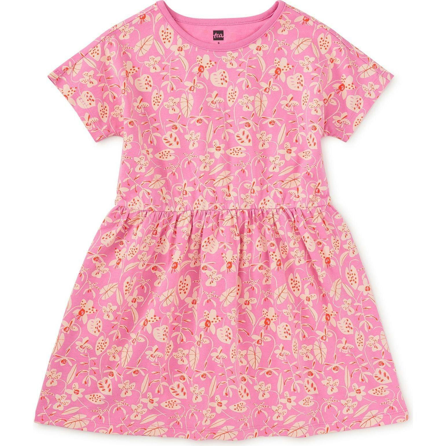 Short Sleeve Twirl Dress, Pink
