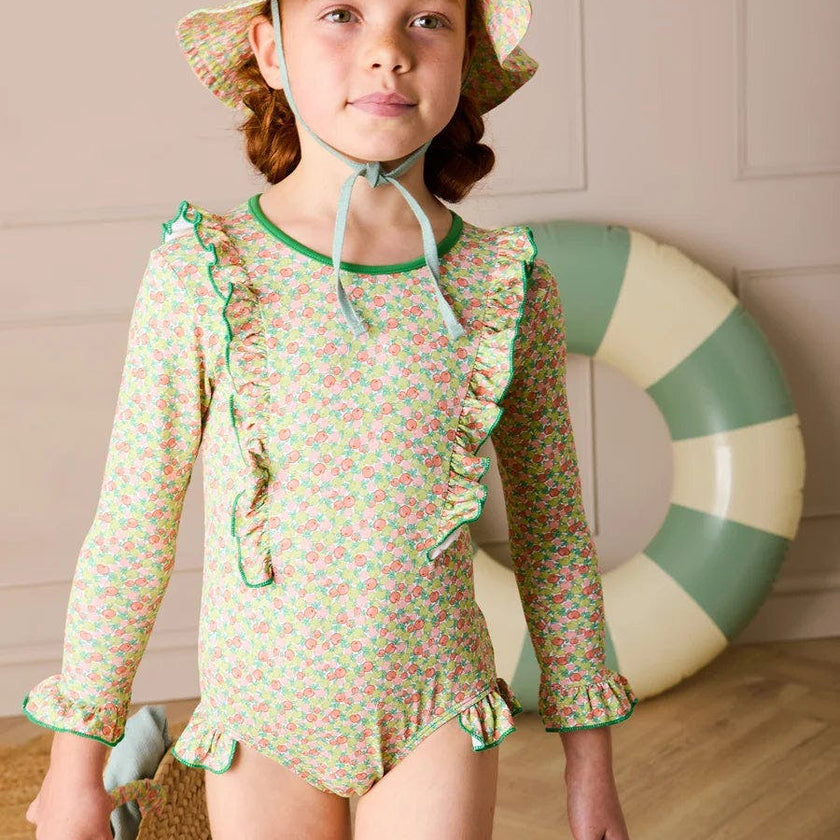 Annie Apple Print Beach Hat in Green (S-L)