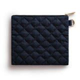 Packed Party Denim and Gems Bejeweled Everything Pouch - Quilted Denim with Multicolor Gemstones and Gold Zipper Pull, Spot Clean, 8.75x7.65 Inch