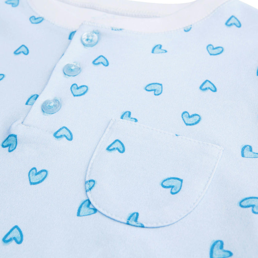 Love Heart Pyjama - Adult Blue