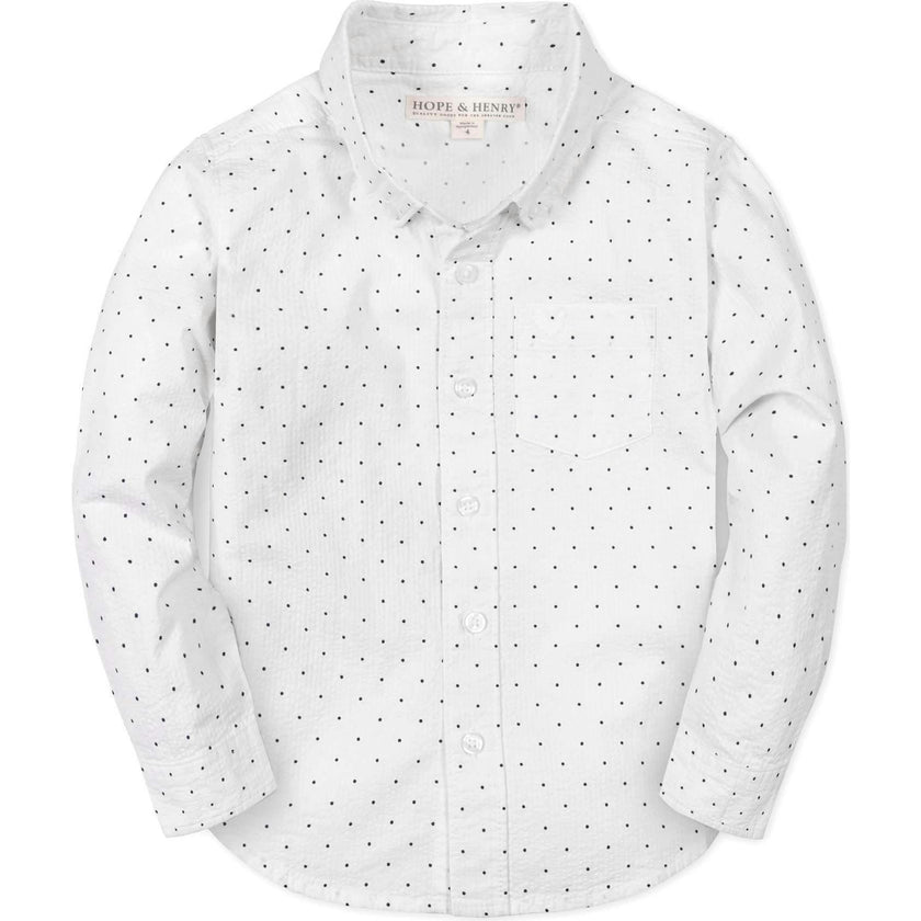 Organic Long Sleeve Seersucker Shirt, White