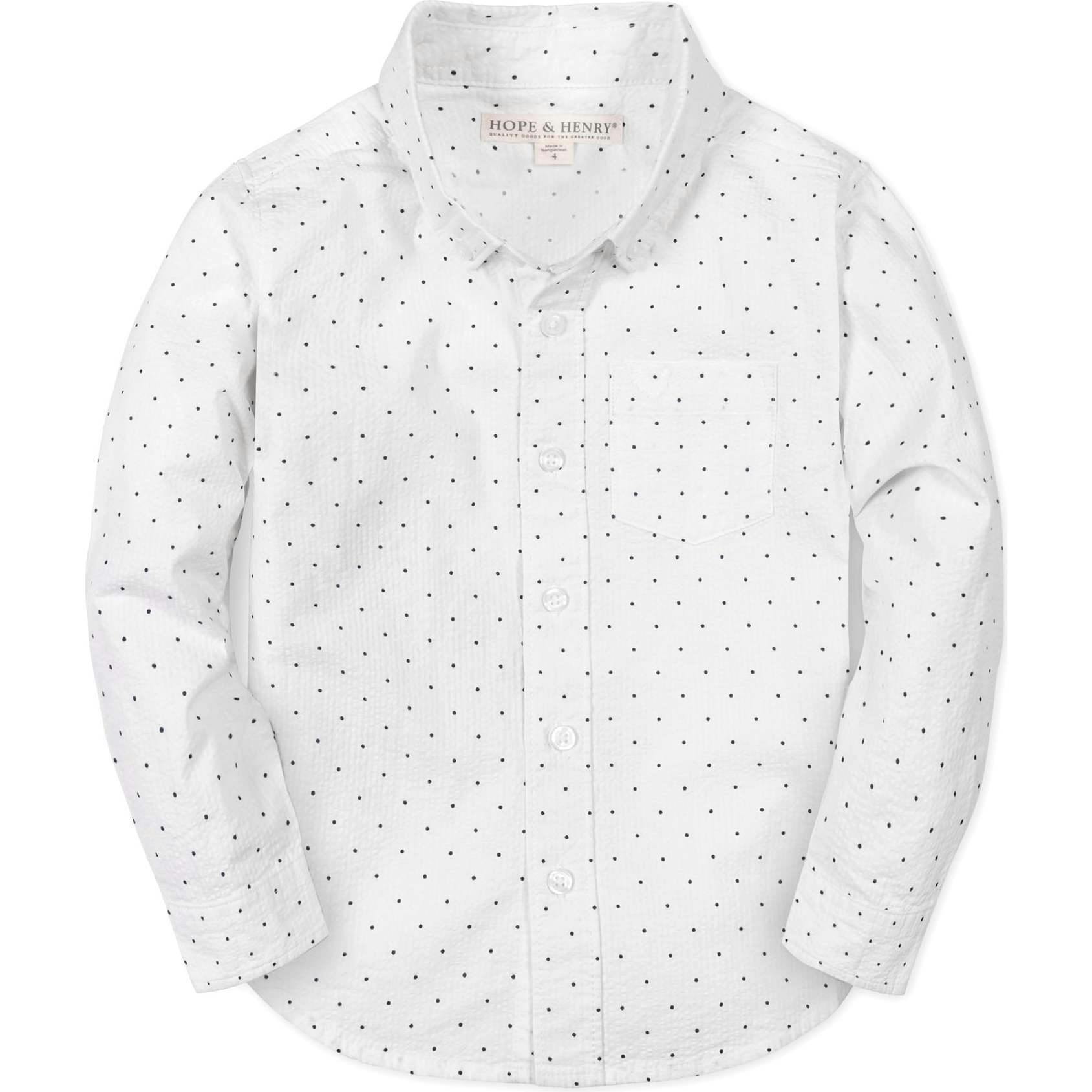 Organic Long Sleeve Seersucker Shirt, White