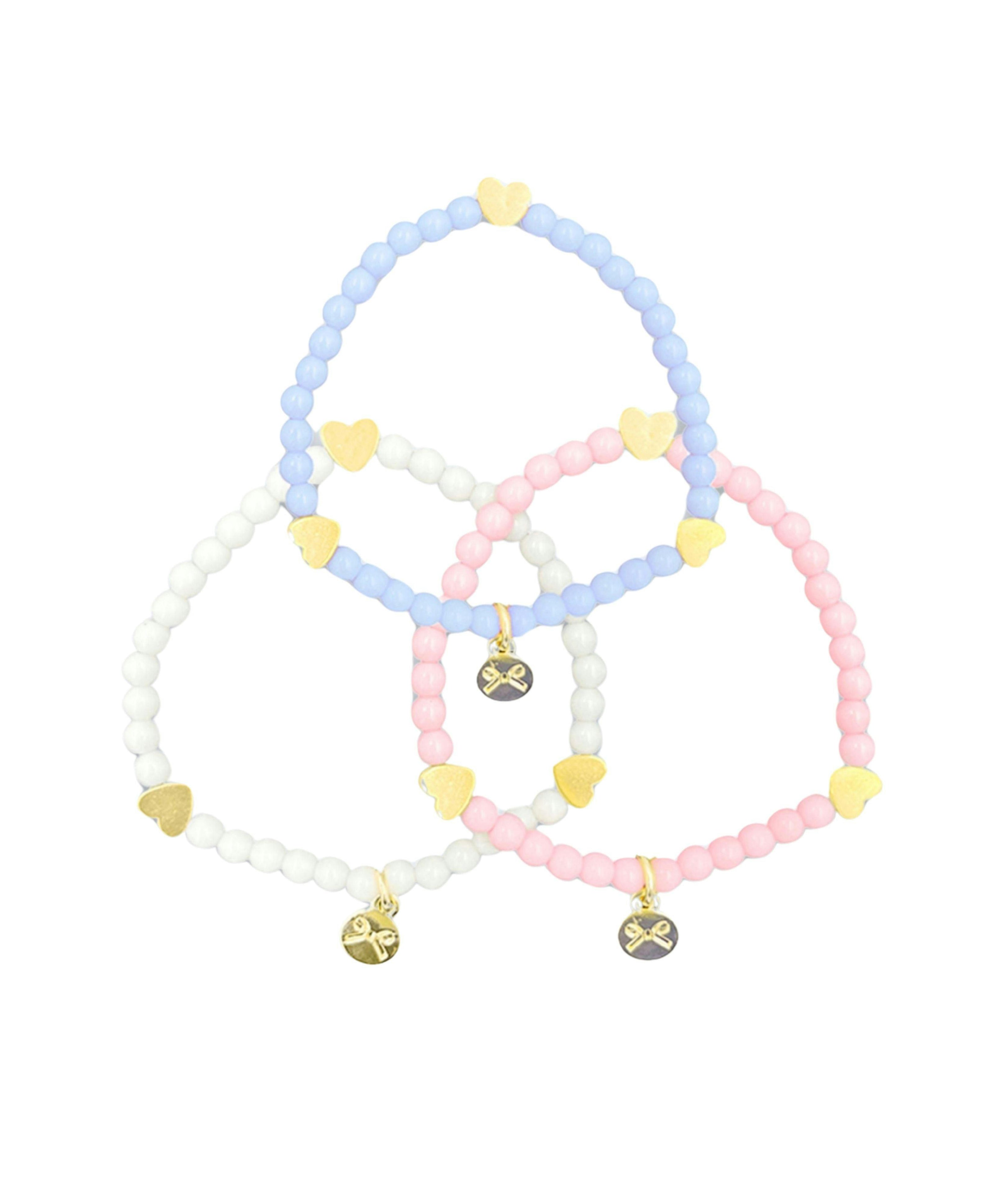 Hearts Bracelet Gift Set - Pink, White, Blue