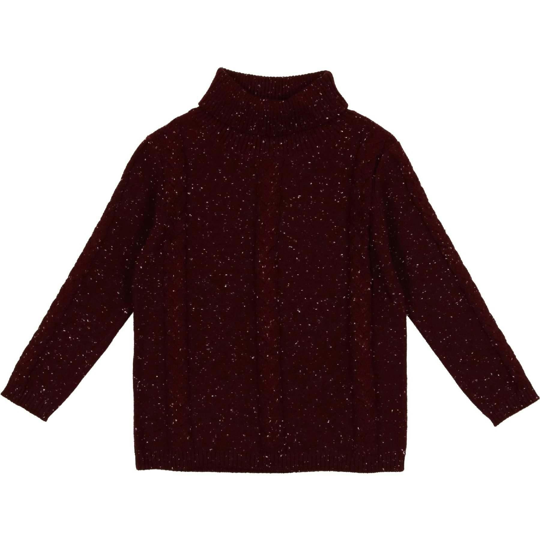 Cable Knit Ribbed Neck Sweater