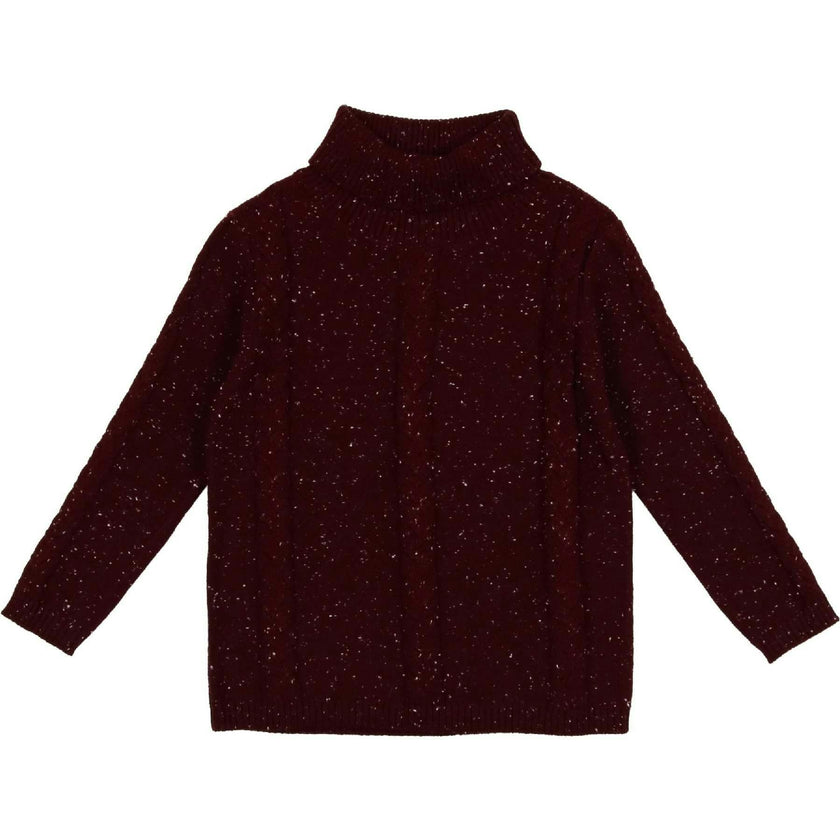 Cable Knit Ribbed Neck Sweater
