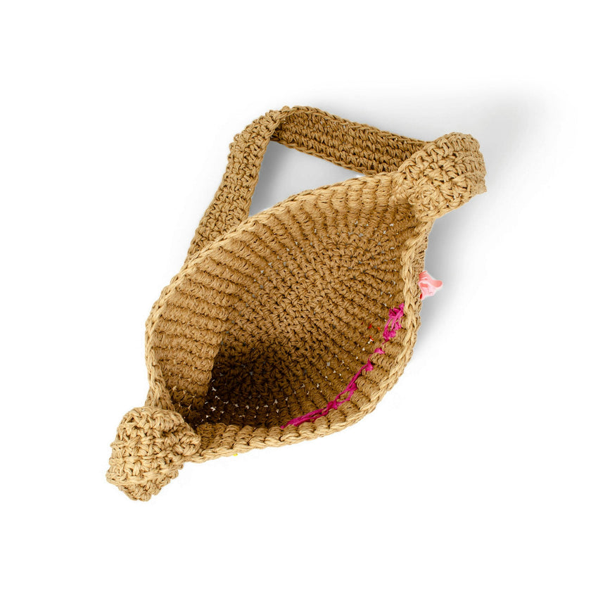 Girls Wicker Crossbody Message Charm Tote