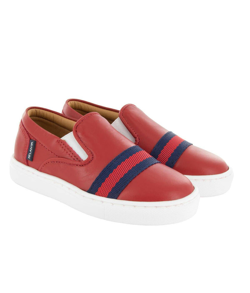 Slip On Sneaker, Red Smooth Leather