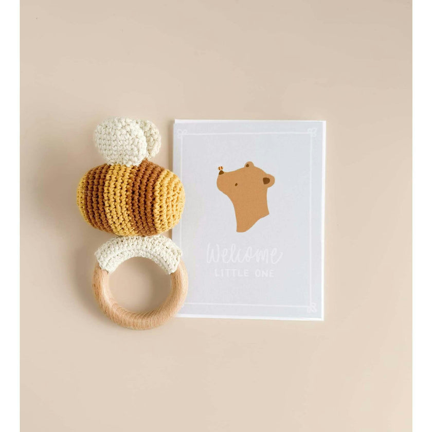 Cotton Crochet Rattle Teether Bee