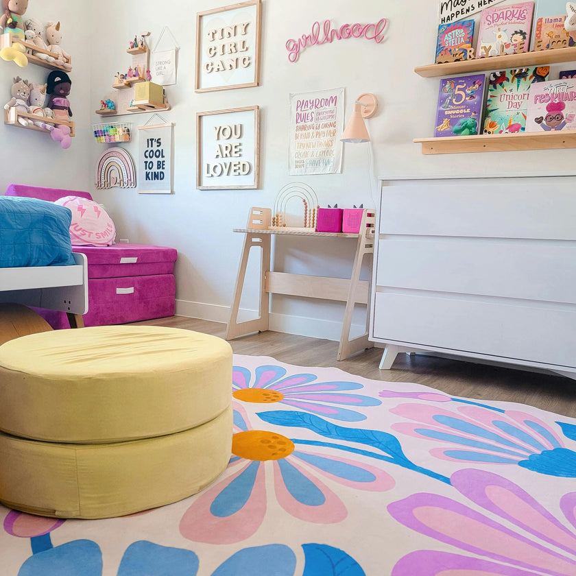 Lavender Base Purple Floral Wavy Rug by Jessica Miller