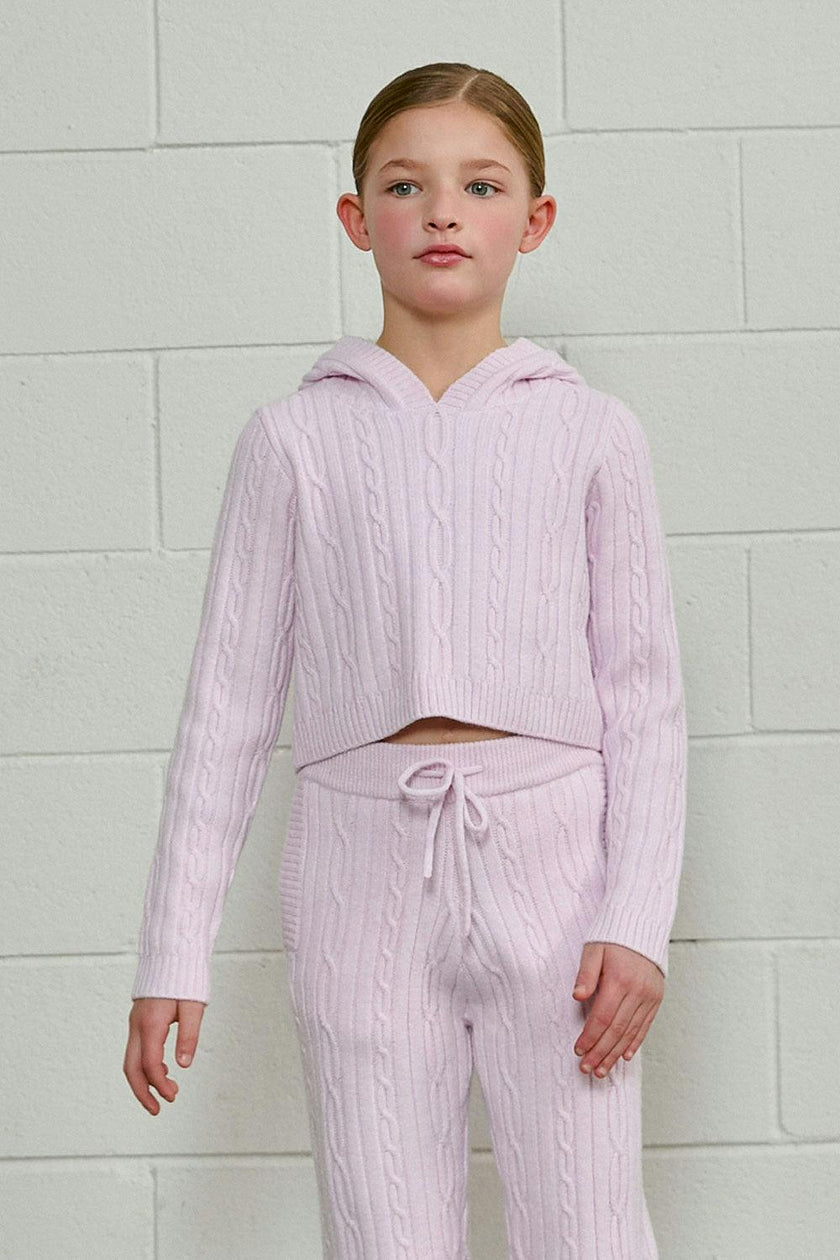 Cable Knit Cropped Hoodie