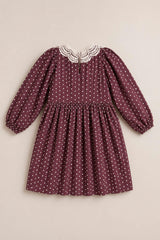 Mini Jillian Dress in Aubergine Ditsy Dot