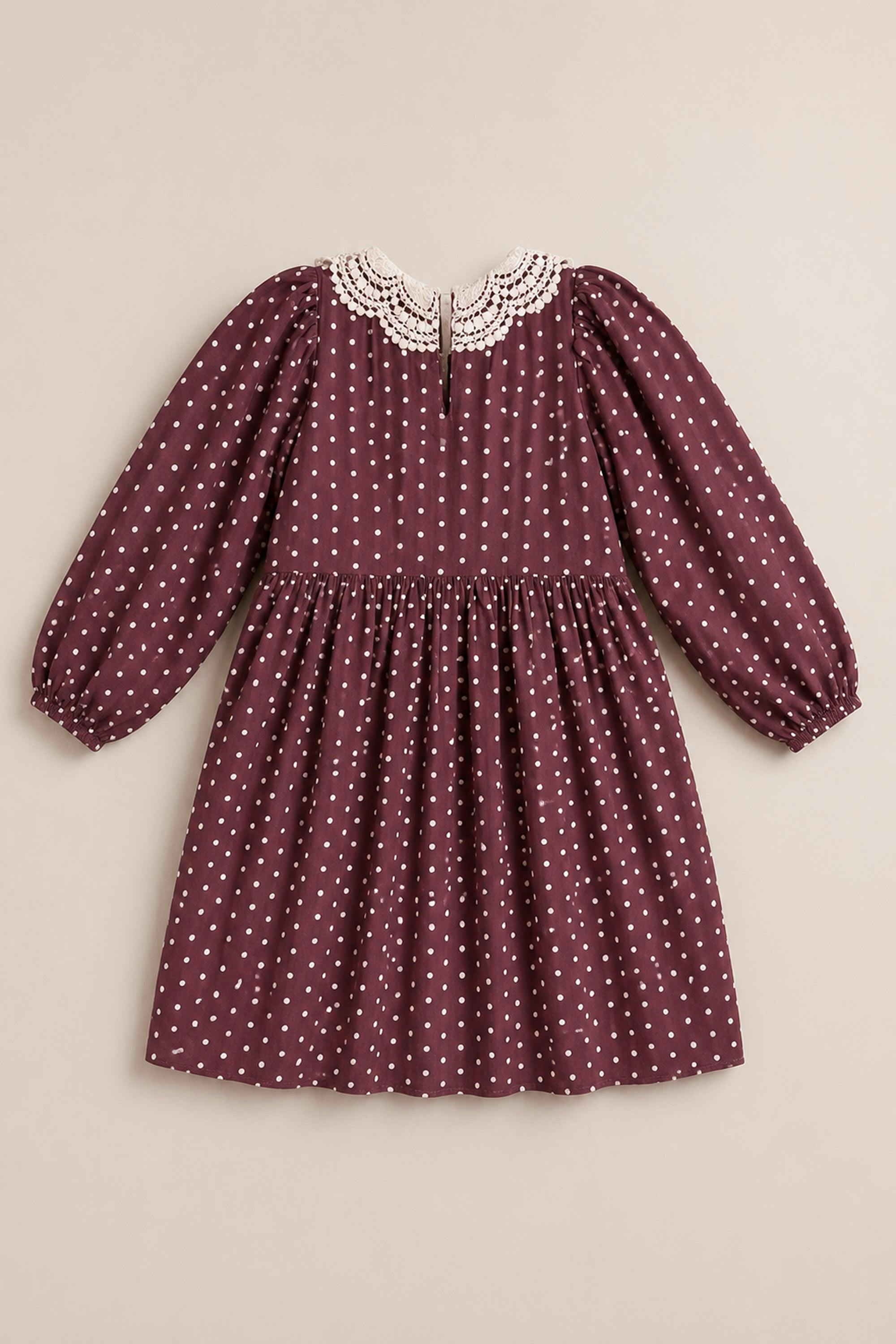 Mini Jillian Dress in Aubergine Ditsy Dot