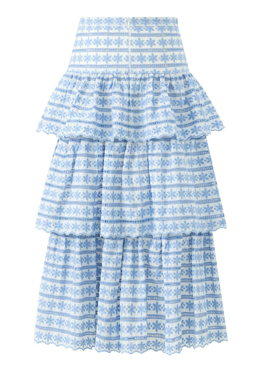 Odessa Frill Embroidered Maxi Skirt