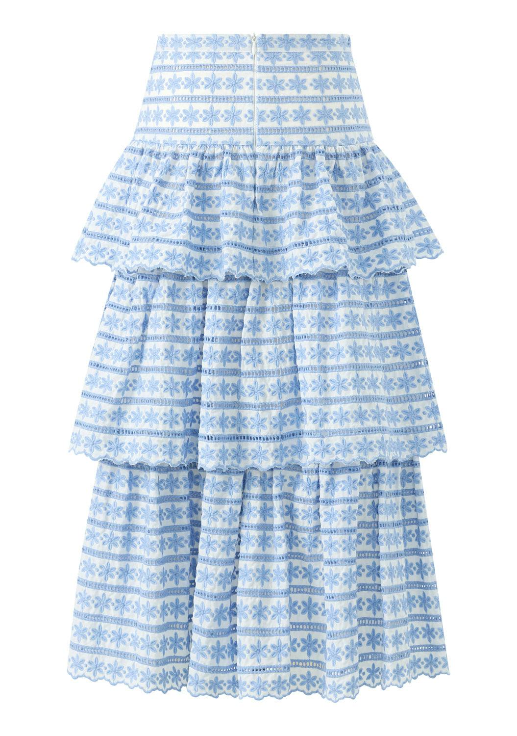 Odessa Frill Embroidered Maxi Skirt