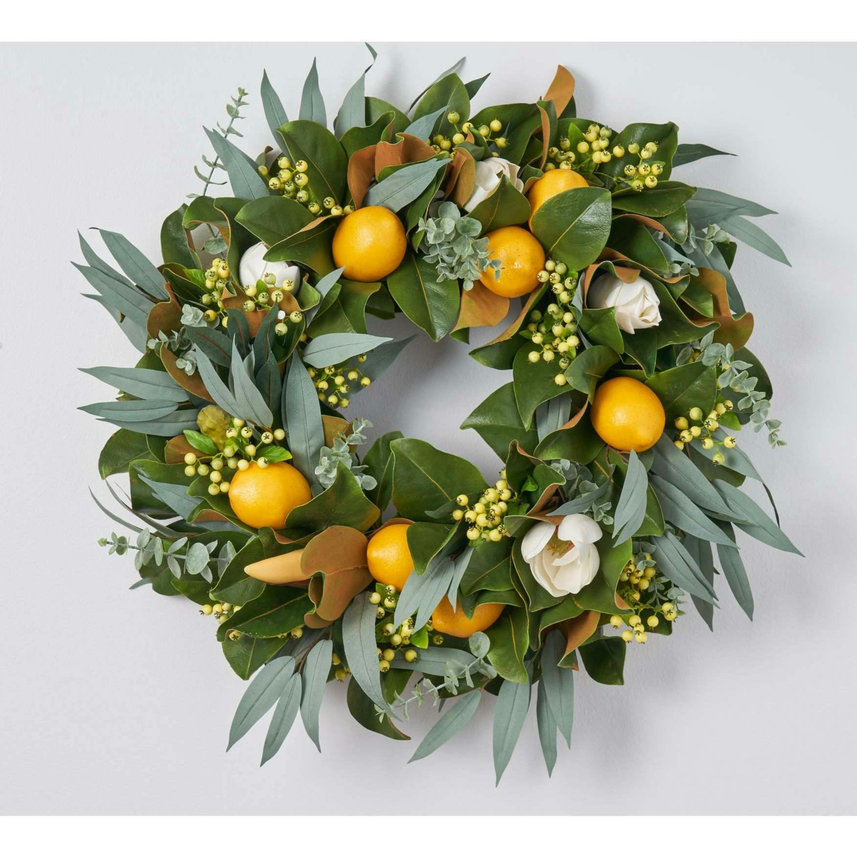 Fresh Citrus Real Touch Magnolia & Lemons, Eucalyptus Spring Estate Wreath