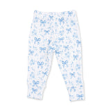 Blue Bows and Flowers - Long Sleeve Ruffle Top and Pant