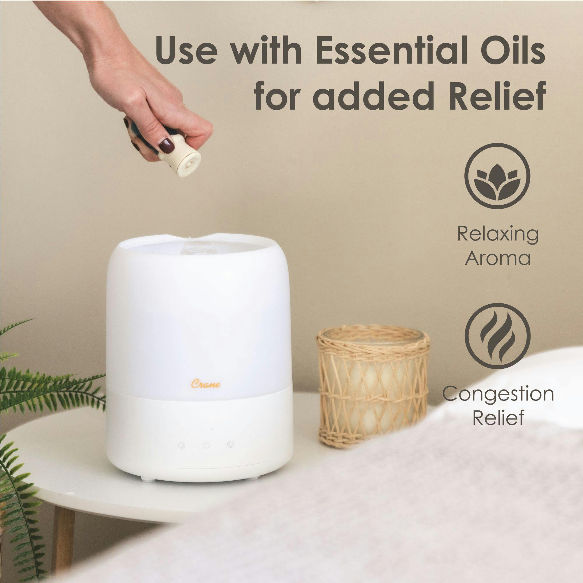 3-in-1 Compact Humidifier, 0.5 Gallon with Sleep Support Light & Aroma Diffuser