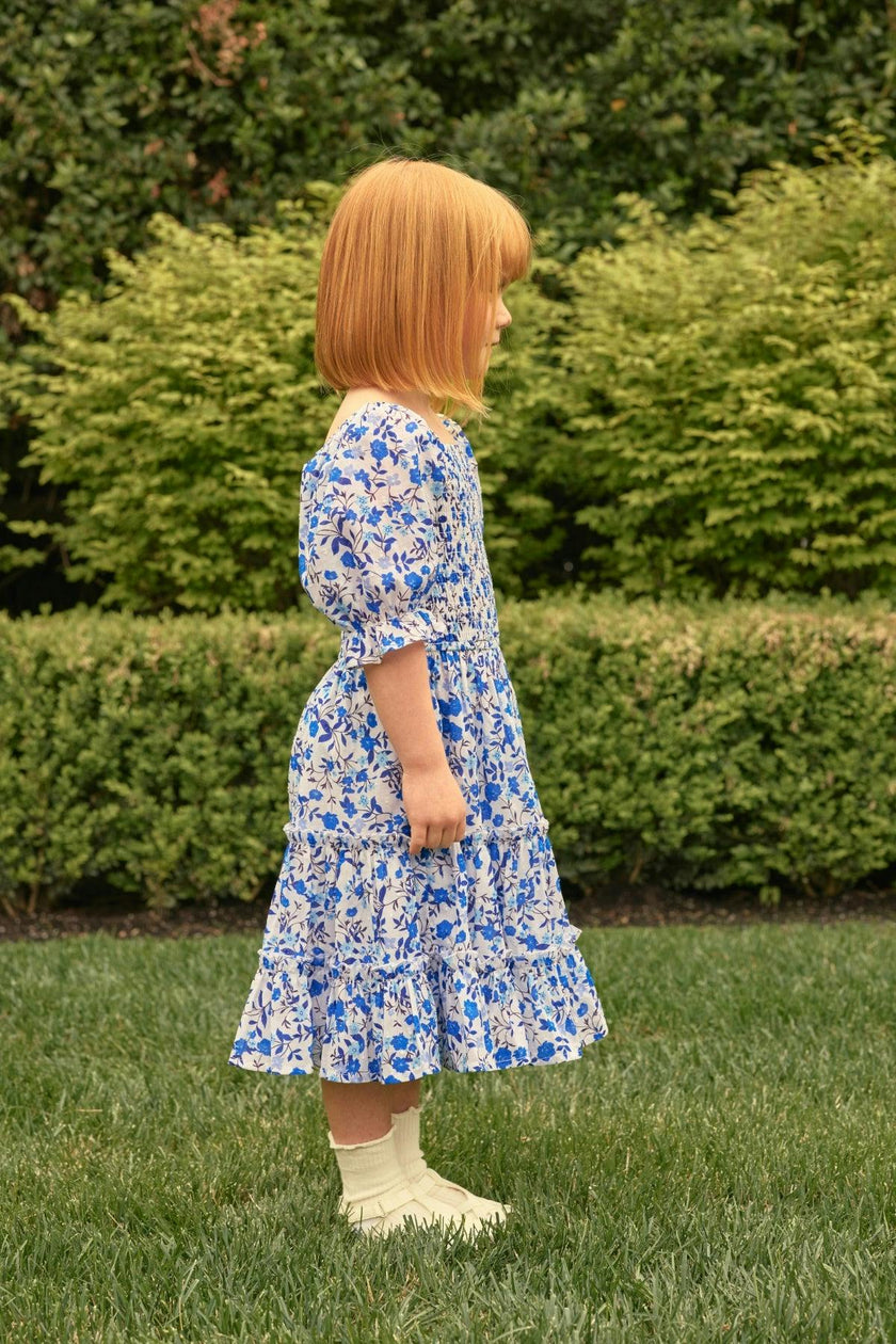 Mini Madeline Dress in Ditsy Cobalt Floral