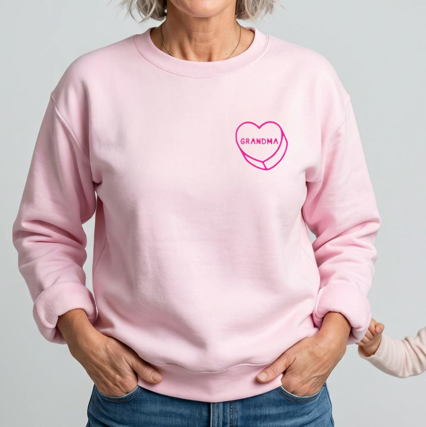 Grandma Luv Letters Sweatshirt, Pink