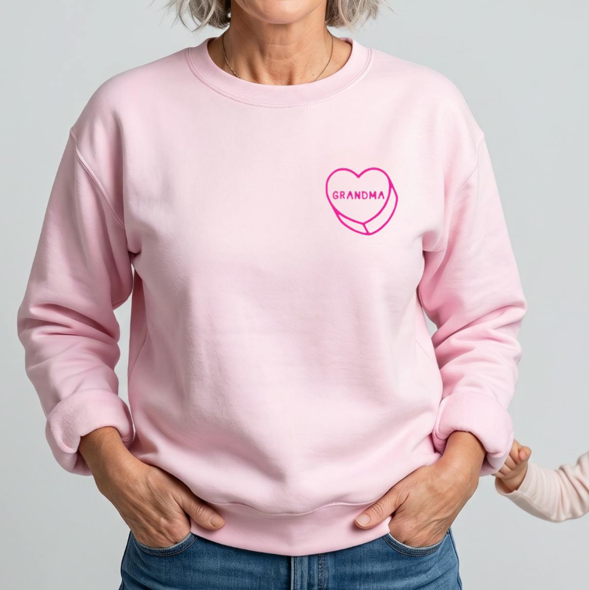 Grandma Luv Letters Sweatshirt, Pink
