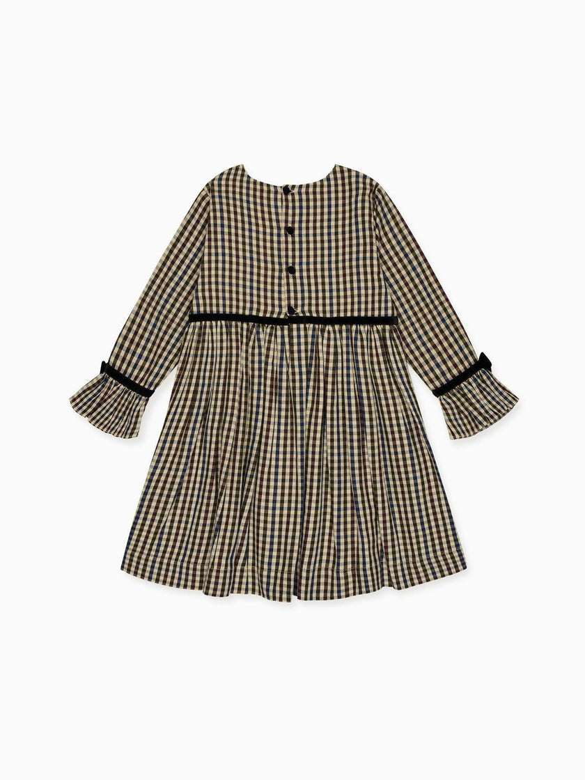 Burgundy Check Marta Girl Dress