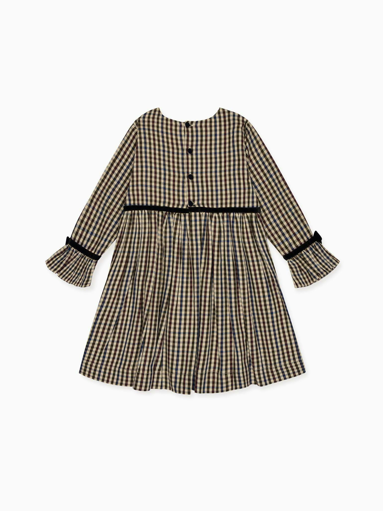 Burgundy Check Marta Girl Dress
