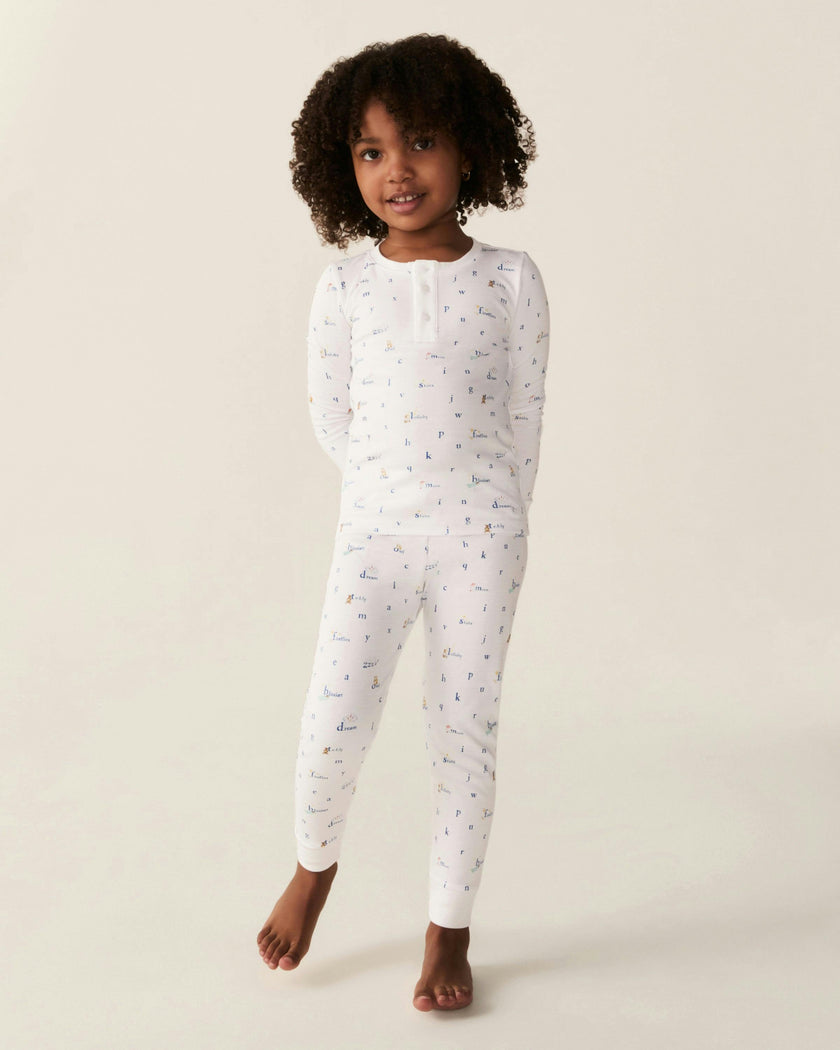 Kid's Pima Snug Fit Pajama Set in Letters and Lullabies