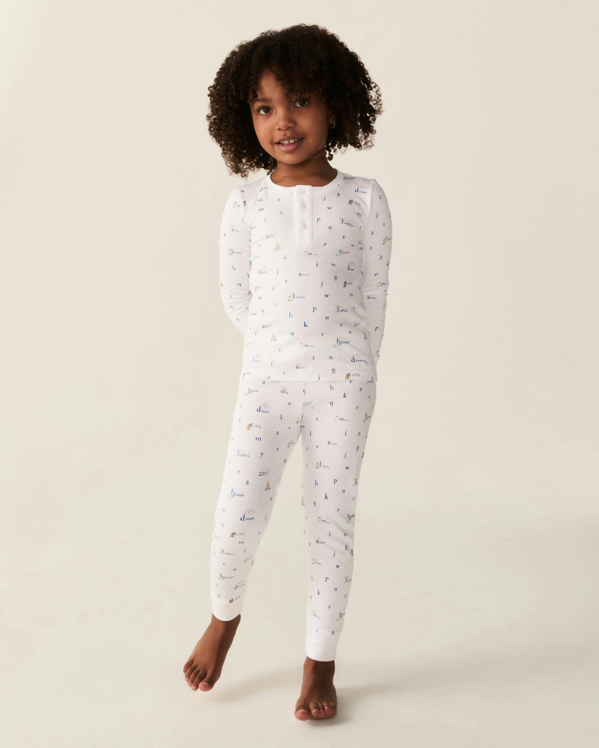 Kid's Pima Snug Fit Pajama Set in Letters and Lullabies