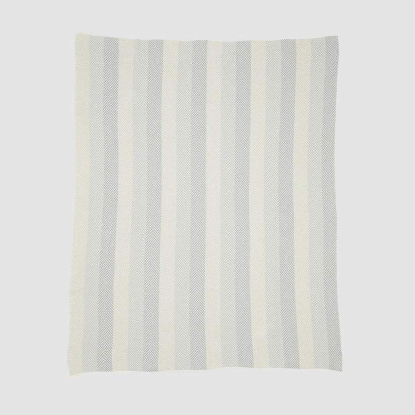 Cotton Sustainable Knit Striped | Chevron Throw Blanket - Herringbone Hues