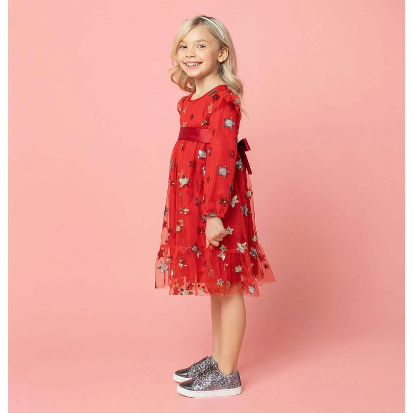Seren Embroidered Sequin Star Party Dress