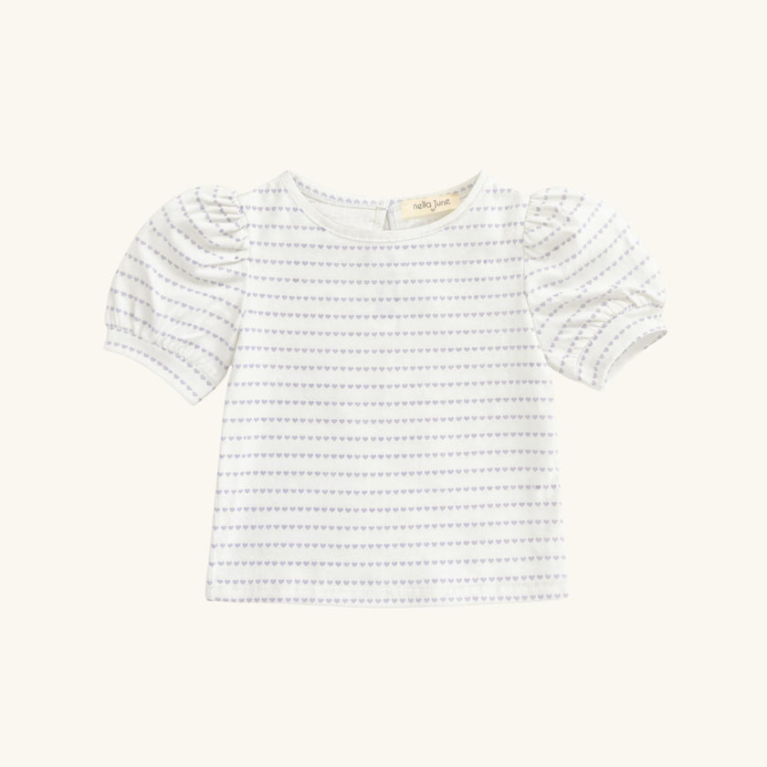 Puff Sleeve Tee in Purple Heart Stripe
