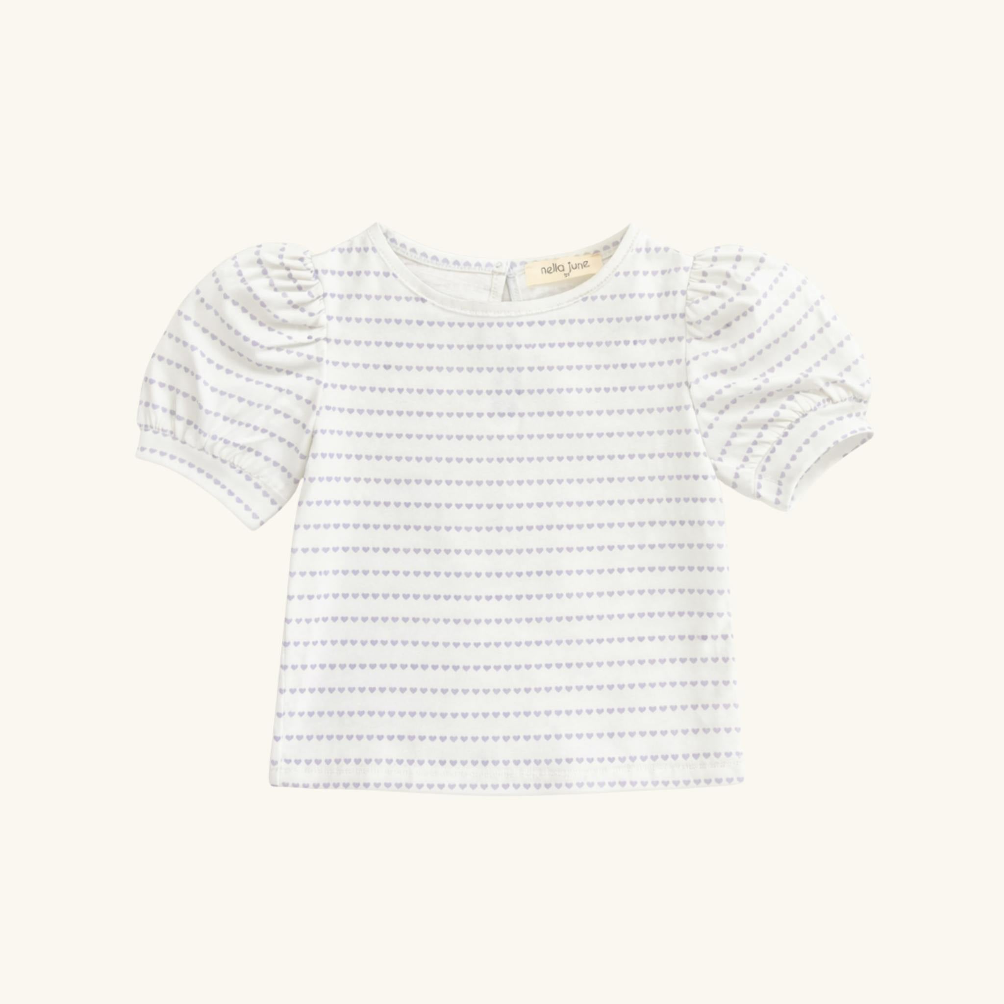 Puff Sleeve Tee in Purple Heart Stripe