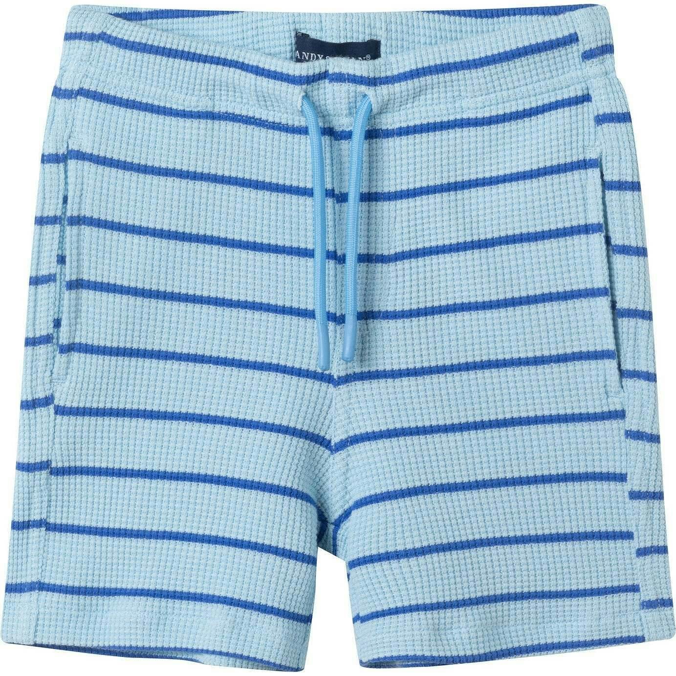 Boys Striped Waffle Polo Set | Blue Shark