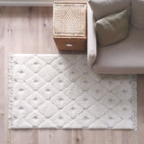 Homy Velvet Flat Woven Dotted Fringed Rectangular Rug