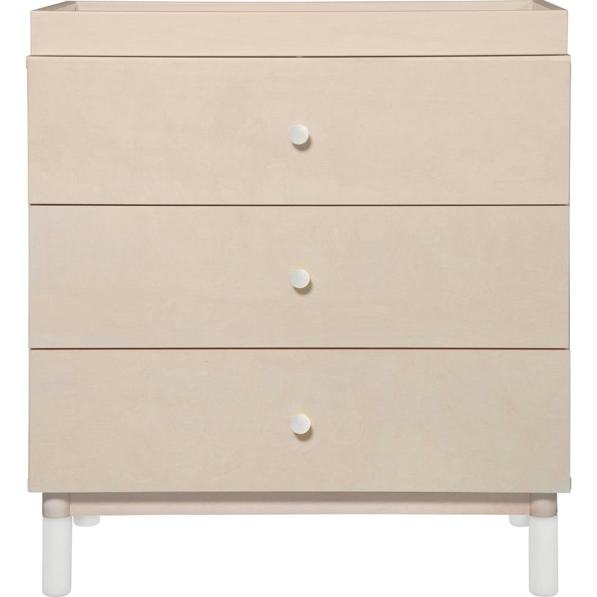 Gelato 3-Drawer Compact Changer Dresser with Removable Changing Tray (34") in Washed Natural / White