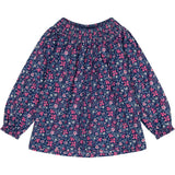 Georgina Floral Long Bubble Cuff Sleeve Smocked Top, Pink