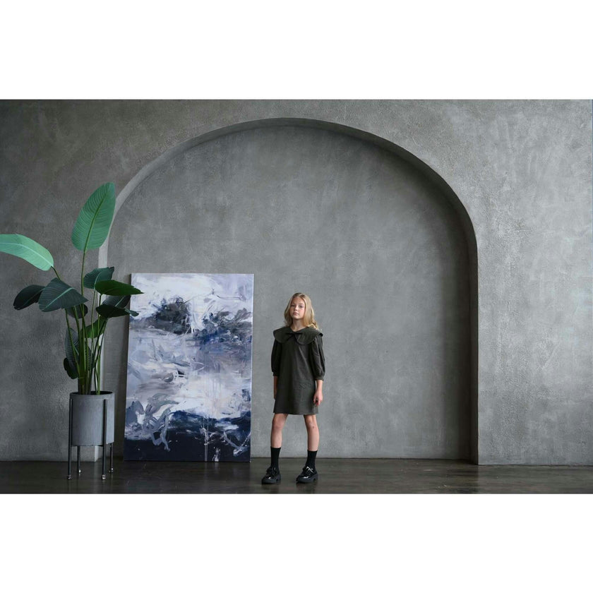 Rhea dress (khaki-charcoal)