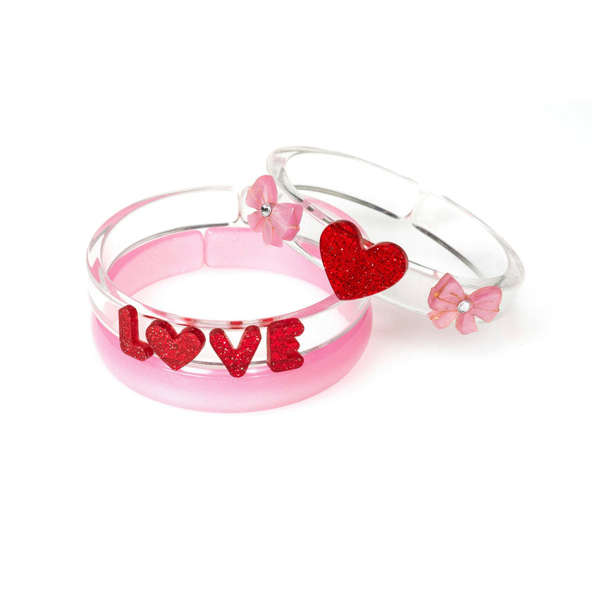 Love Pink & Red Glitter Bangles -VAL