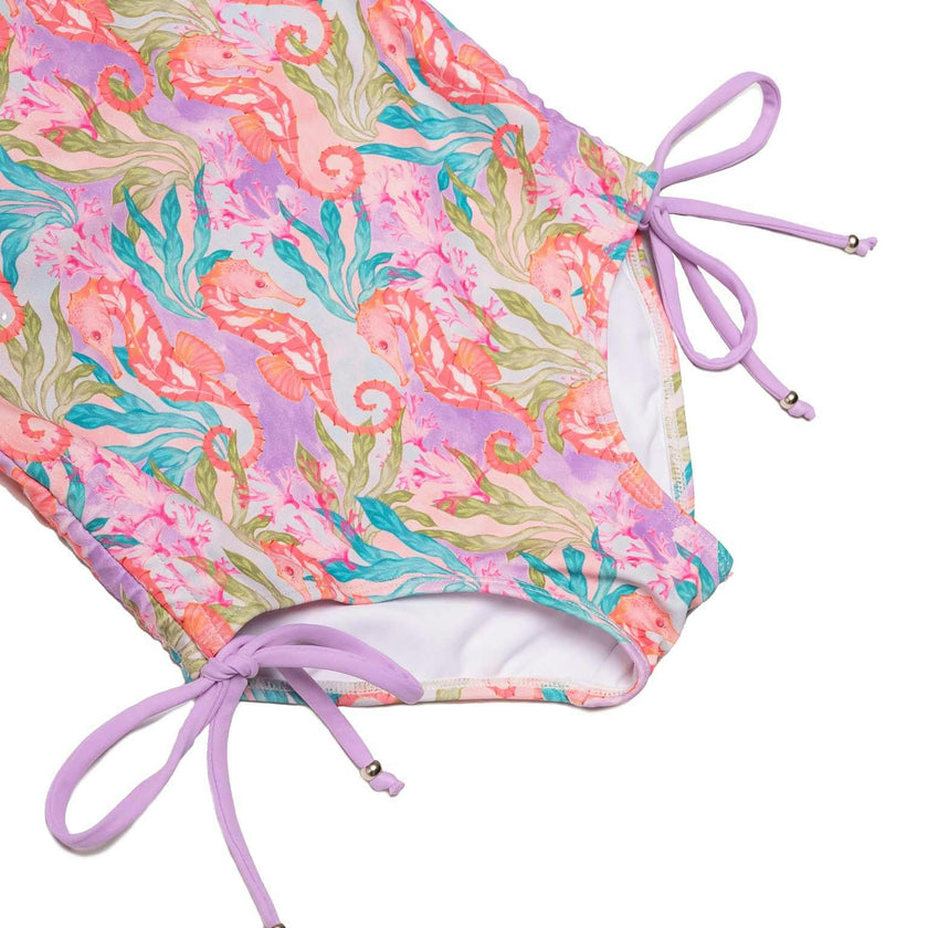Long Sleeve One Piece Swimsuit with Side Ties