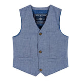 Boys (2-3) Seersucker Vest Suit Set | Blue & Pink