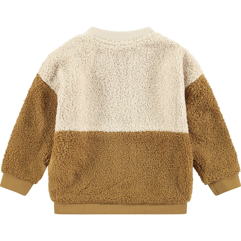 Colorblock Fuzzy Zip Cardigan