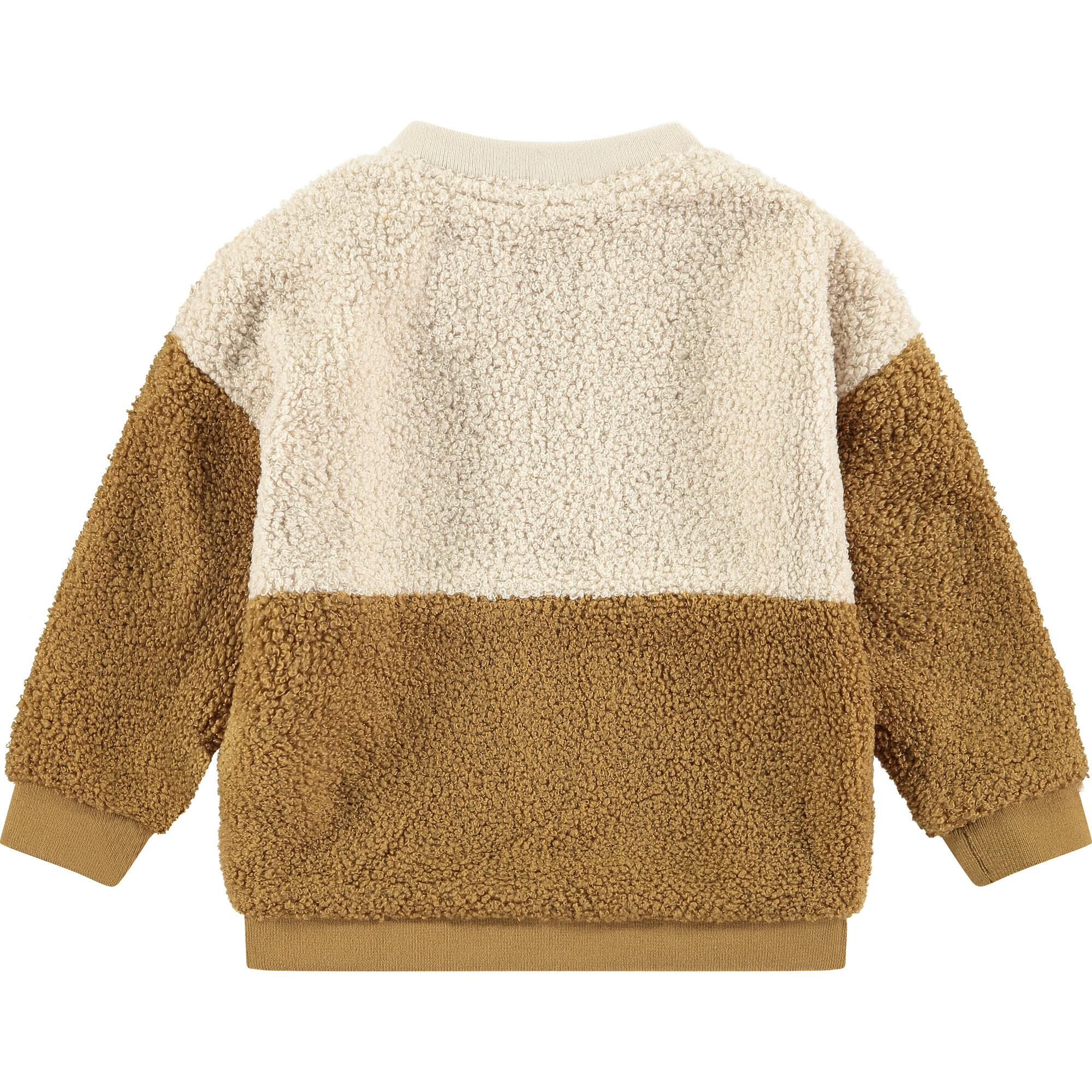 Colorblock Fuzzy Zip Cardigan